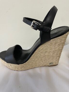 Michael Kors Black Jill Platform Wedge Espadrilles size 8M